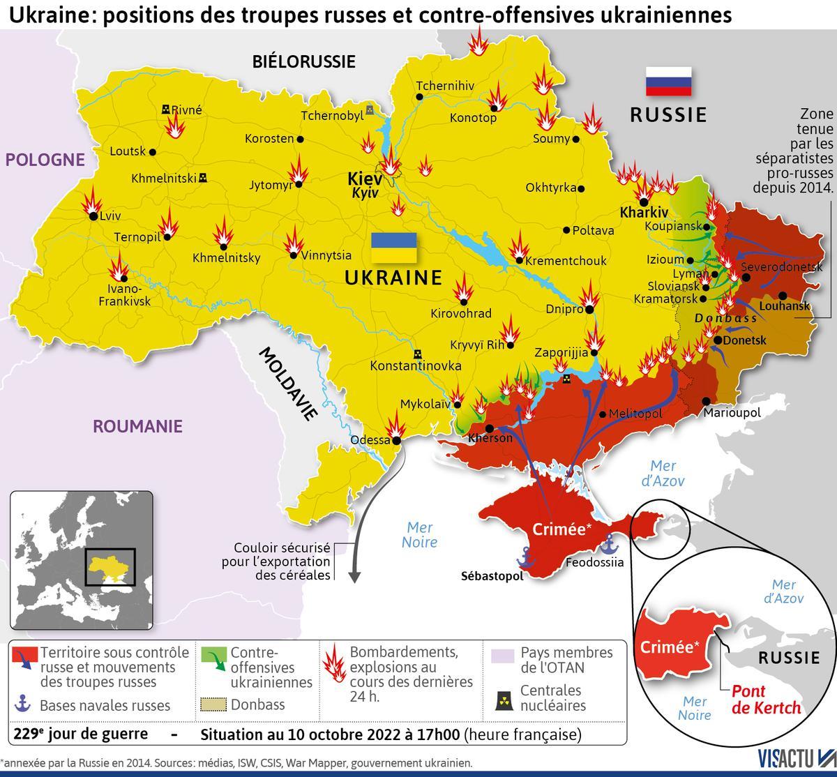 Visactu ukraine de nombreuses villes frappees par des missiles russes